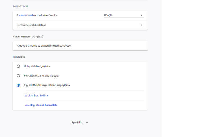 Chrome speciális beállítás